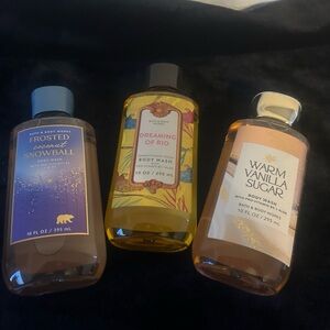 Bath & Body Works Body Wash Trio — Pink, Blue, Yellow Bottles